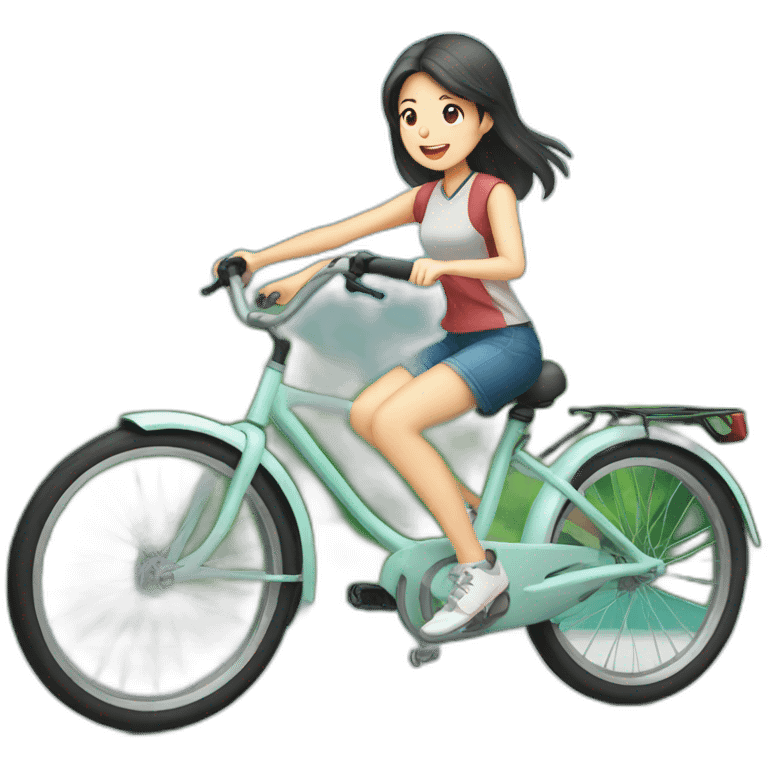 Taiwanese girl riding bicycle emoji