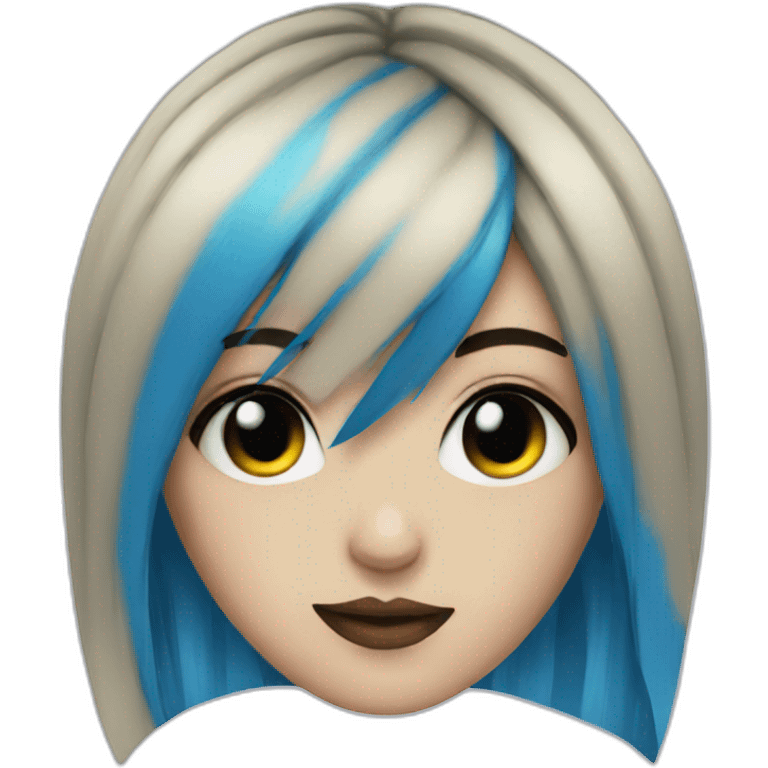 Emo girl with eyeliner and blue hair emoji