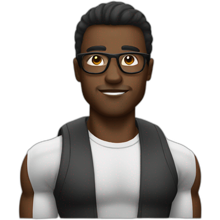 Black muscles man wearing glasses emoji