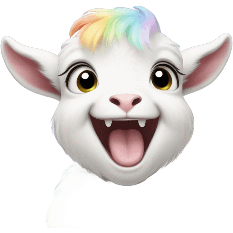 Pastel rainbow baby goat who is laughing  emoji