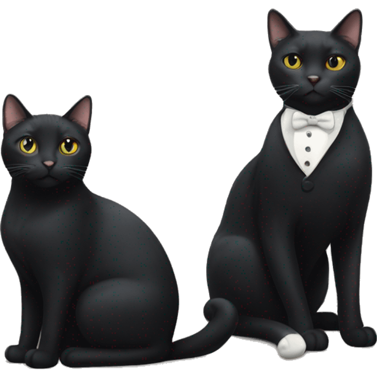 Black cat and tuxedo cat sitting next to each other emoji