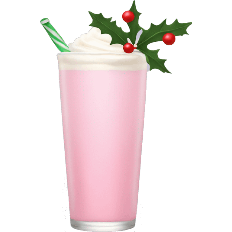 pastel pink christmas drink, with mistletoe on the top of it emoji