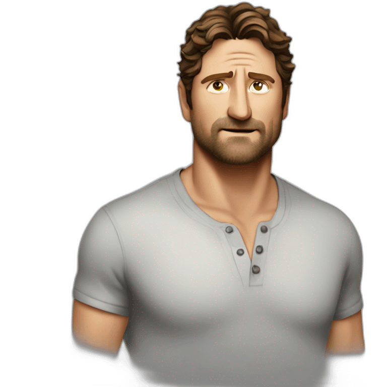 actor gerard butler cartoon wearing henley emoji