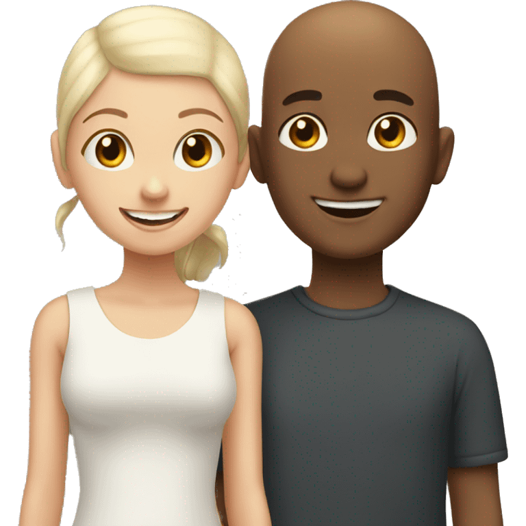 smiling girl with bald boy emoji