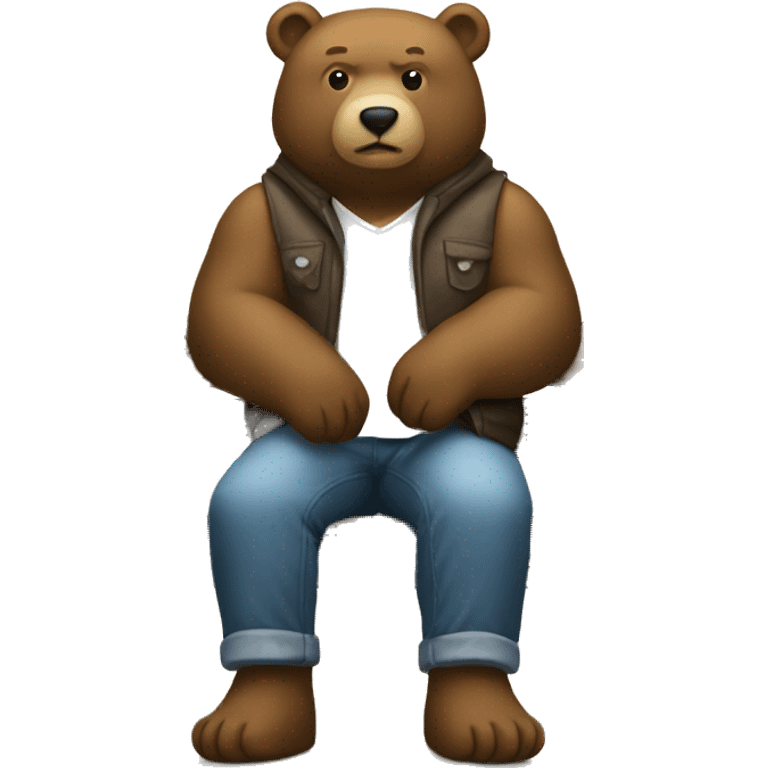 Bear sitting on bench emoji