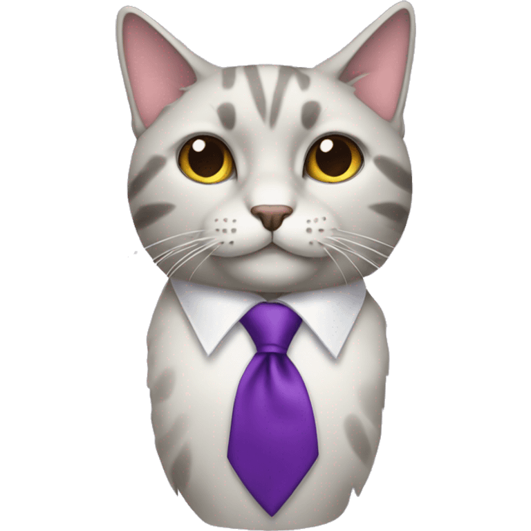 A cat with a purple tie emoji