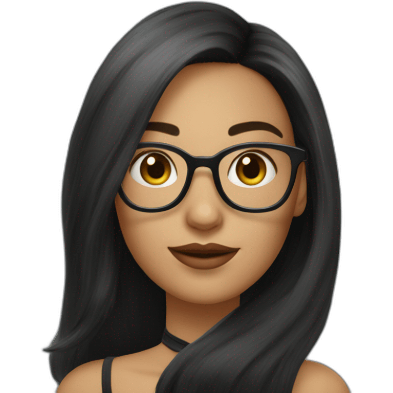 Femme cheveux lisse noir et lunette emoji