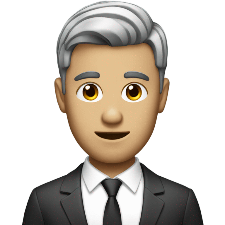 Man with modern hair cut wearing a suit standing emoji