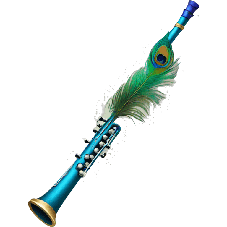 Flute with peacock feather  emoji