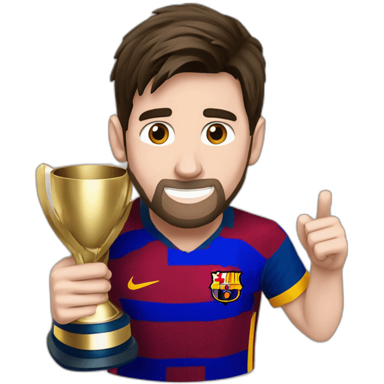 Messi con la mano en alto levantando la copa emoji