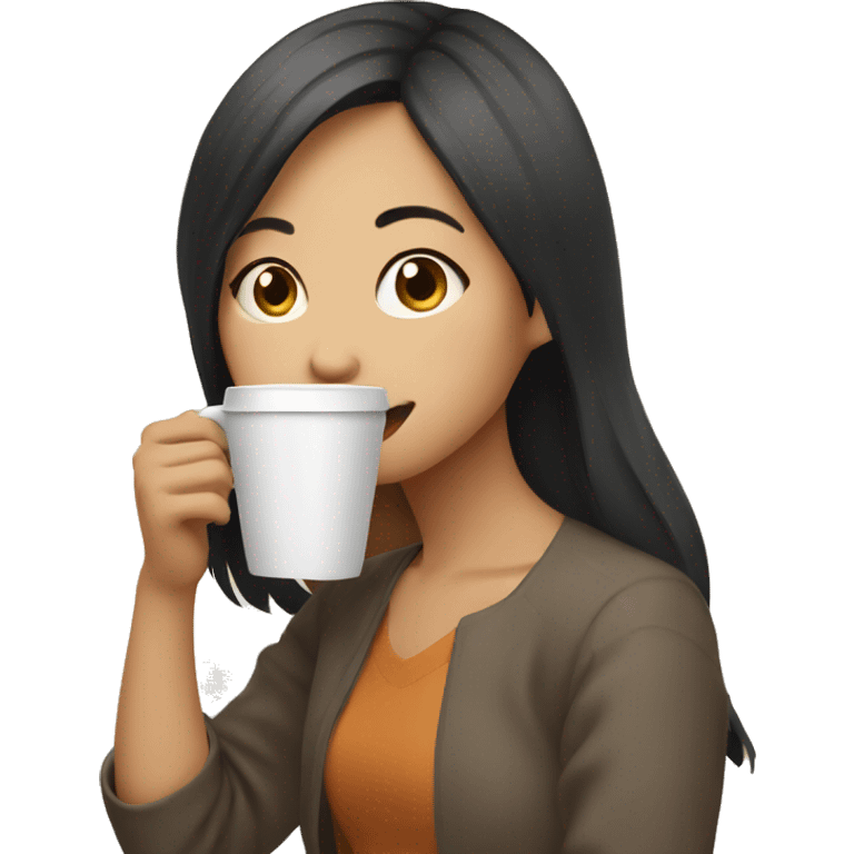 asian girl drinking coffee emoji