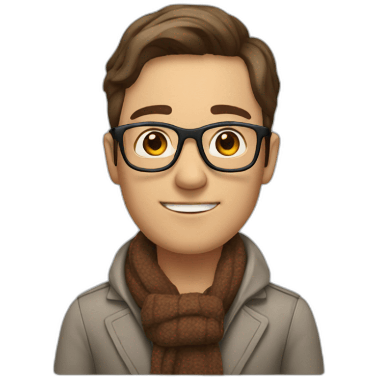 man with brown hair with glasses and scarf and on a wheelchair emoji