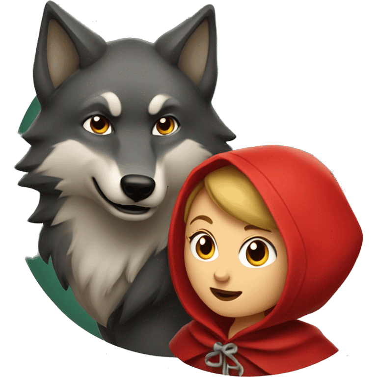 Red riding hood and Wolf  emoji