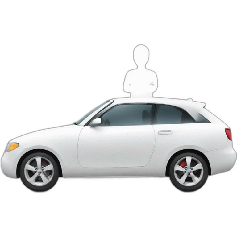 white silhouette of a man in a cool car and a lot of money  emoji