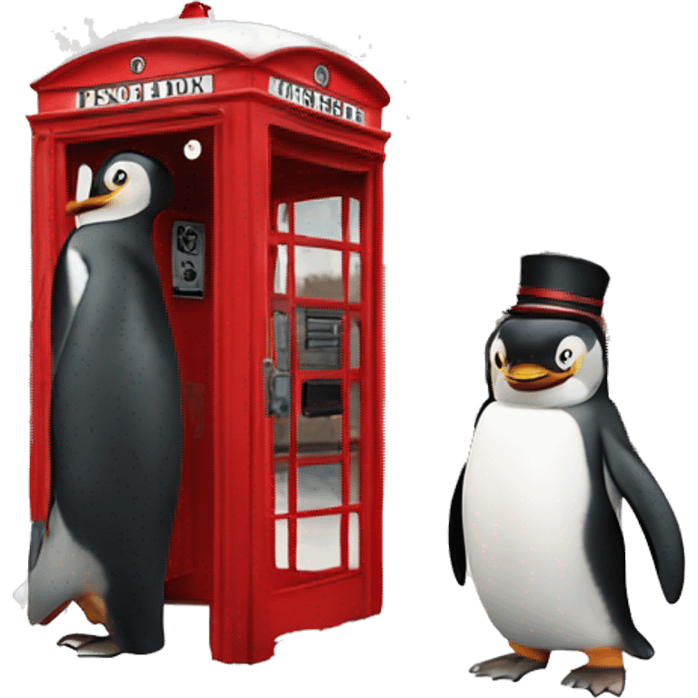 a penguin in a london phone box emoji