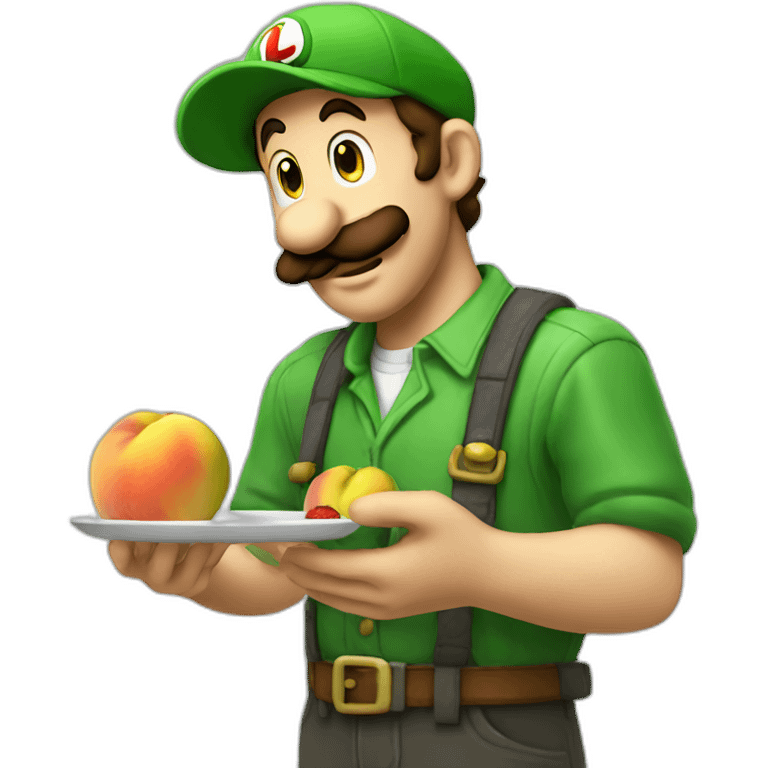 Luigi eating peach emoji