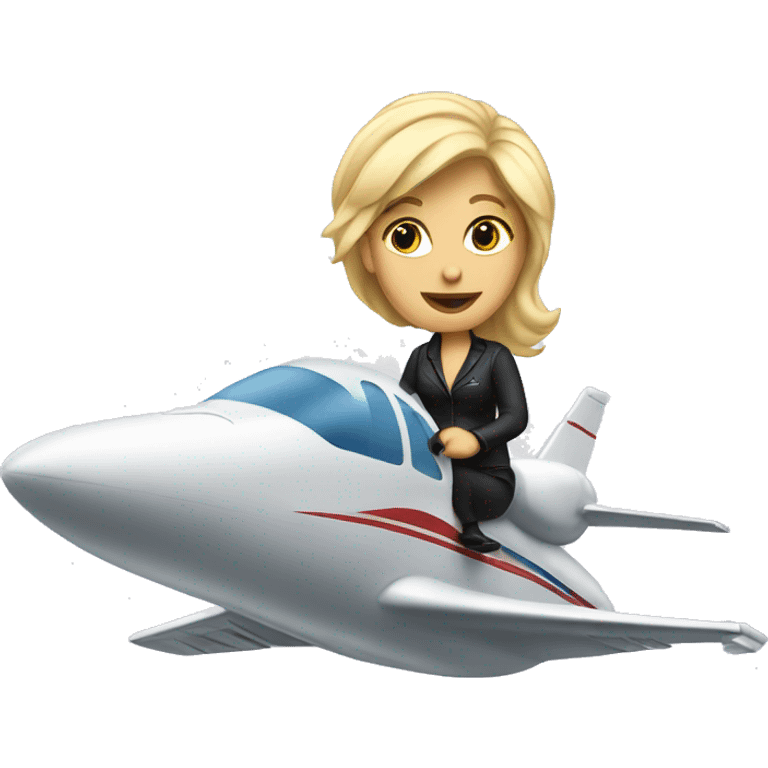 blonde riding a jet plane emoji