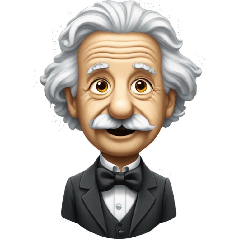 a mischievous looking albert Einstein full body wearing a bow tie emoji