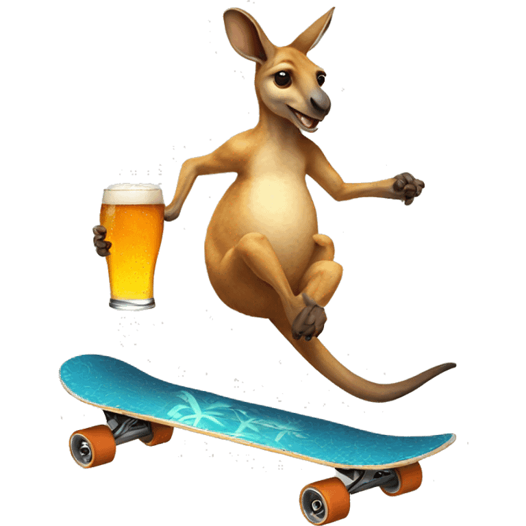 Kangaroo on skateboard with a beer emoji