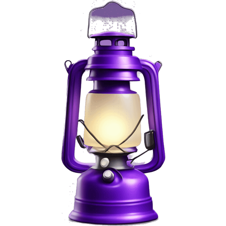 Realistic camping purple lit camping lantern lisolated. emoji