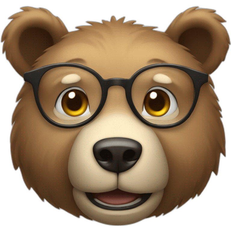 Humanoid bear with glasses shaking head emoji