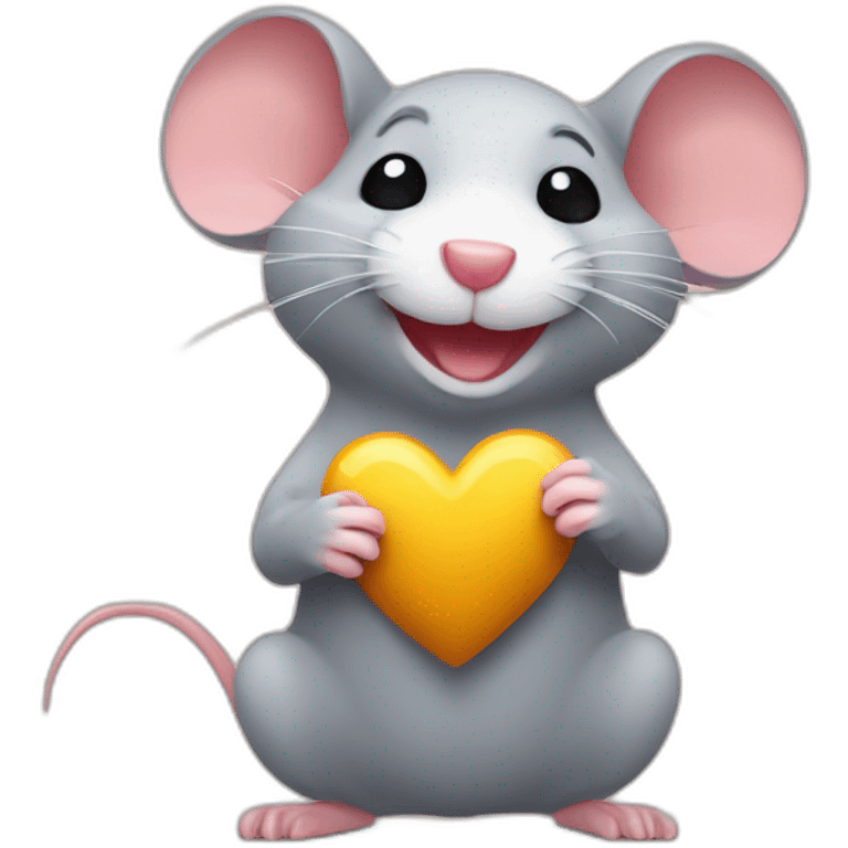 happy rat with a big heart in it's hand emoji