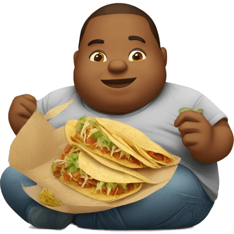 À fat boy eating a French tacos emoji