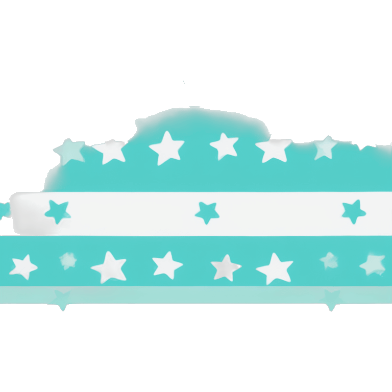 three equal horizontal stripes of cyan, white and cyan, with five cyan stars in a quincuncial pattern at the centre of the middle stripe emoji