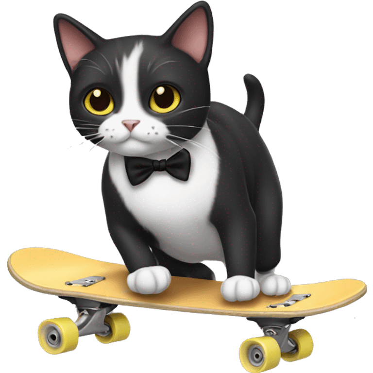 Tuxedo cat skateboarding  emoji