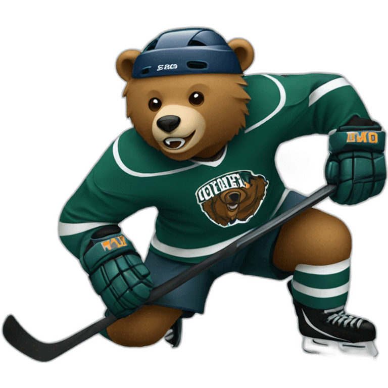 bear playing aggressive hockey emoji