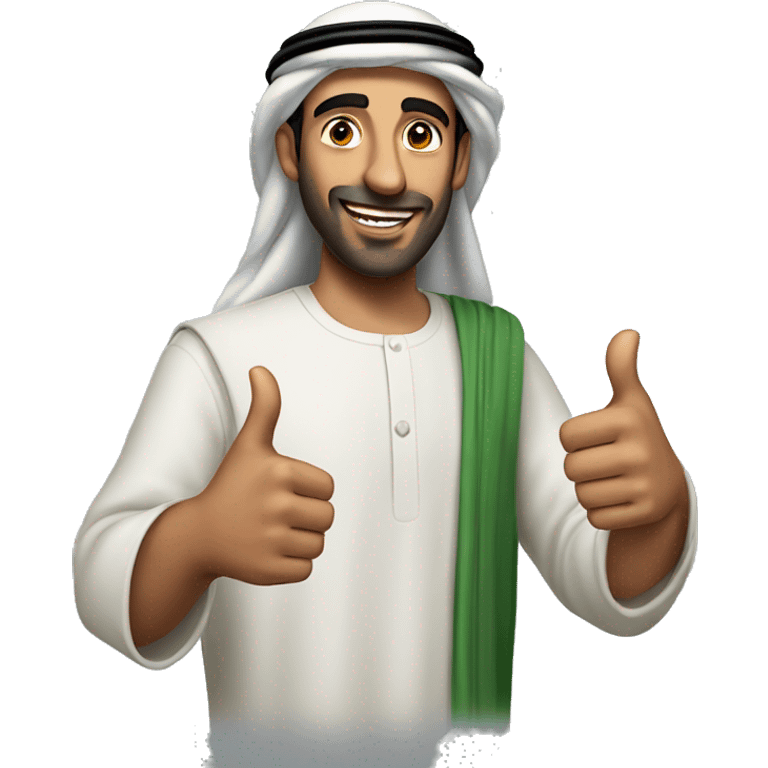 photorealistic Arab man shows thumbs up emoji