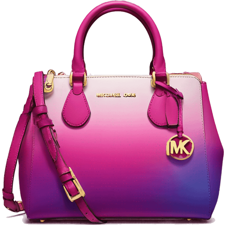 Realistic isolated magenta ombre Michael kors satchel purse.  emoji