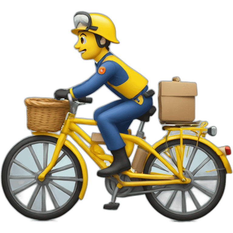 french postman on a yellow bike emoji