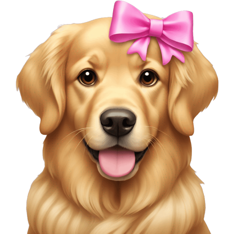 Golden retriever with pink bows emoji