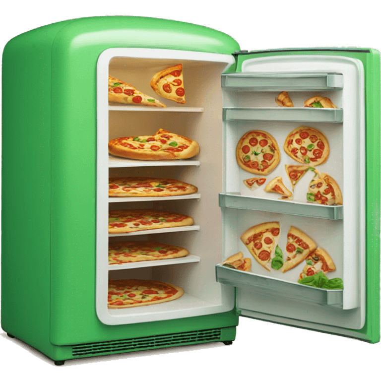 Green fridge will pizza inside  emoji