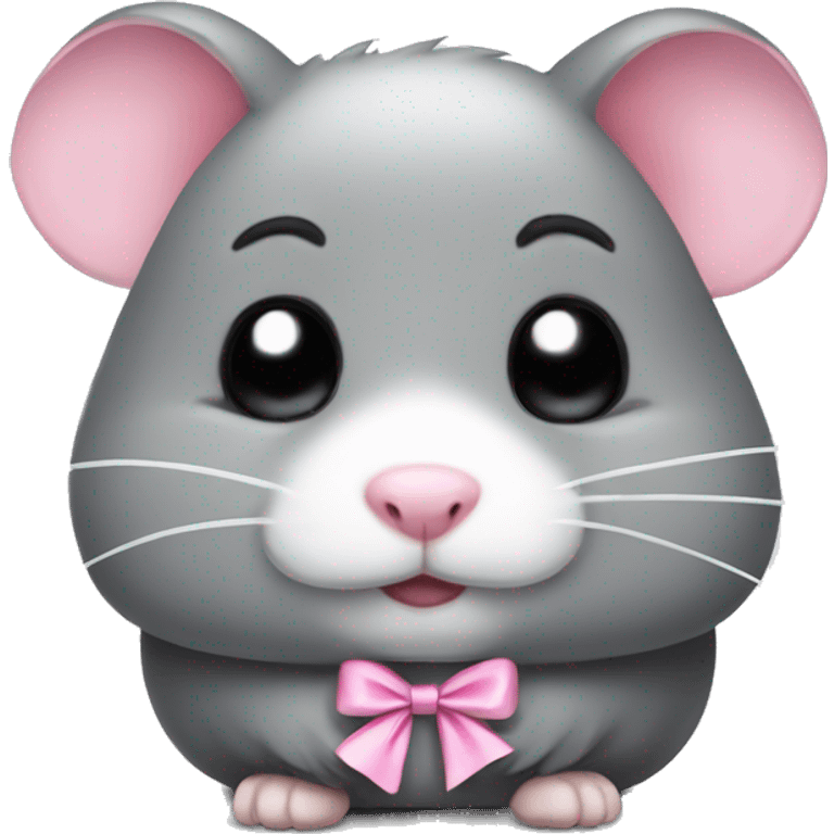 face sad grey hamster pink bow emoji