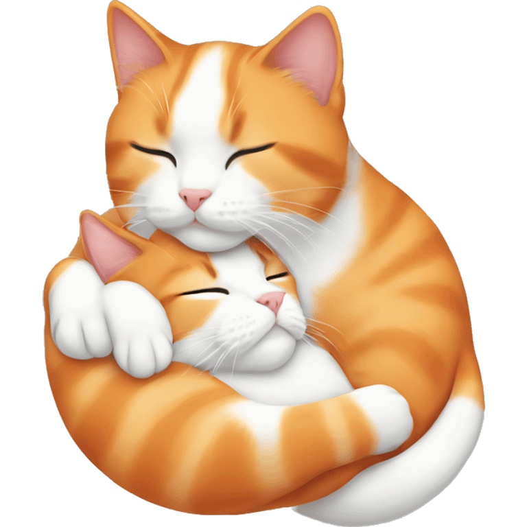 Orange and white cat cuddling emoji