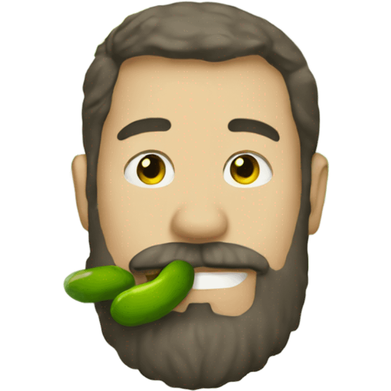 Guy with beard eating pickle emoji