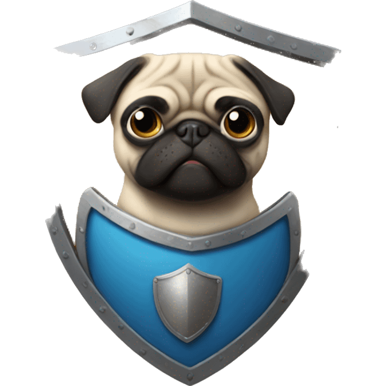 pug with a shield emoji