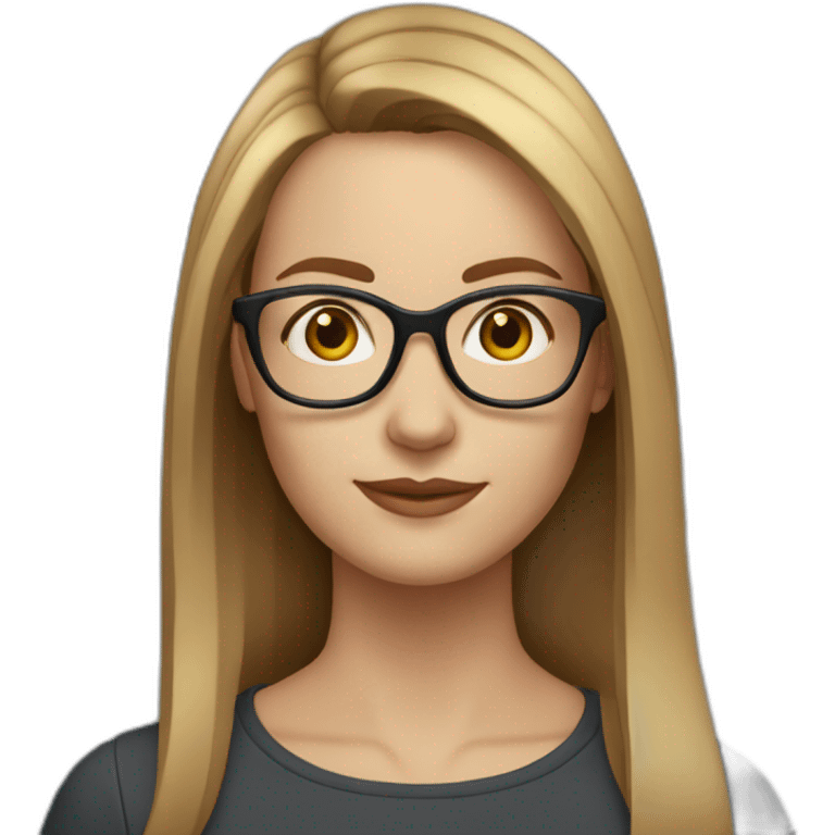 30 year old white woman with straight mid lenght light brown hair and rounded glasses emoji