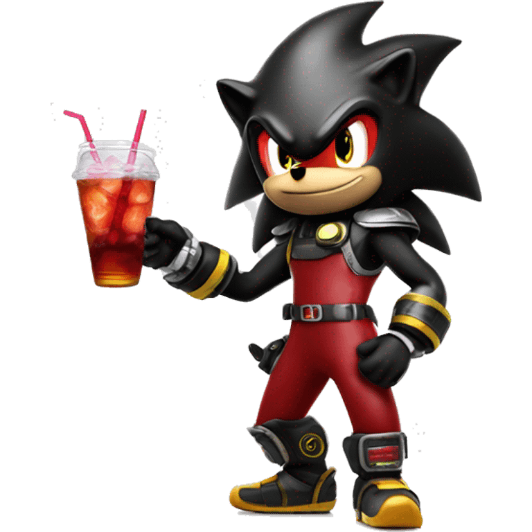 shadow the hedgehog holding raspberry iced tea emoji