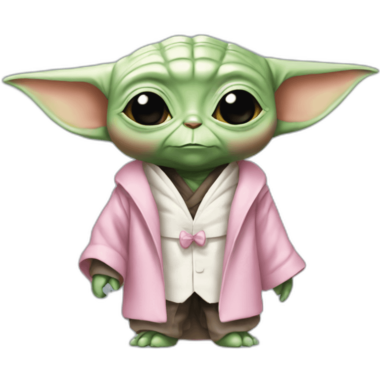 baby yoda in pink tuxedo emoji