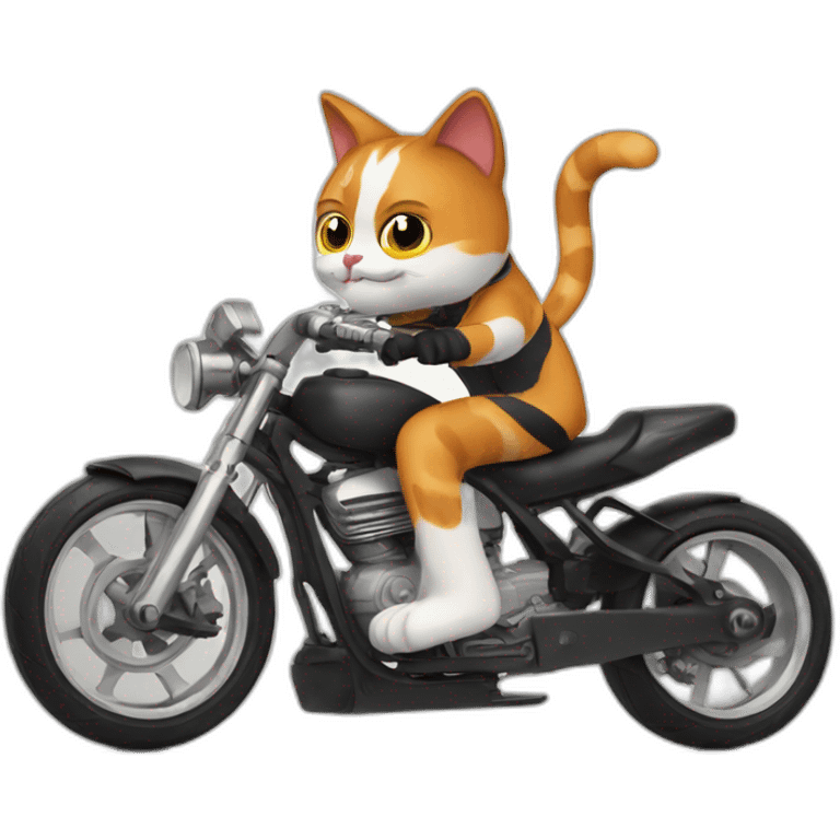 very cool calico cat riding a speed bike emoji