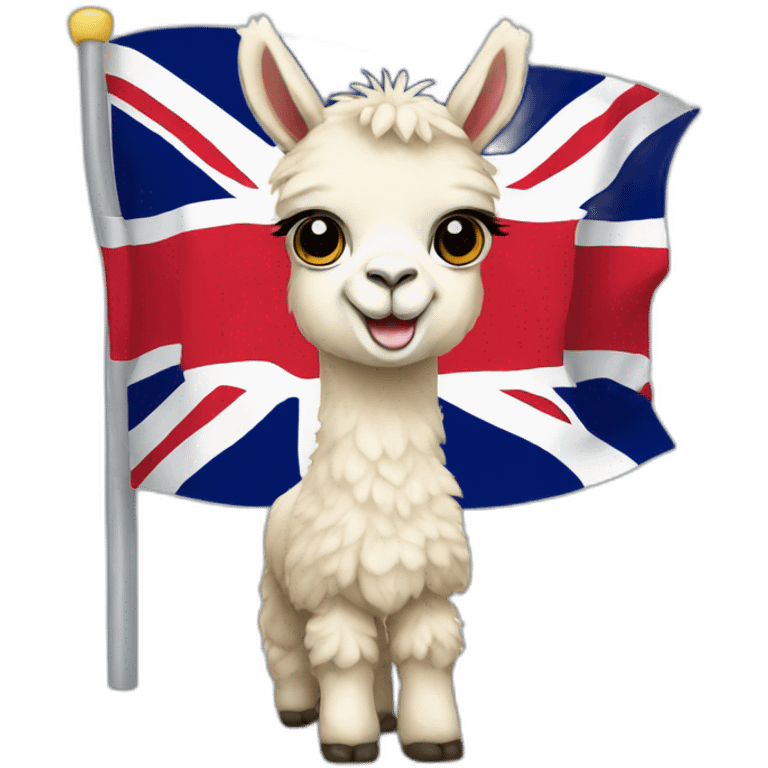 Baby llama with Great Britain flag emoji