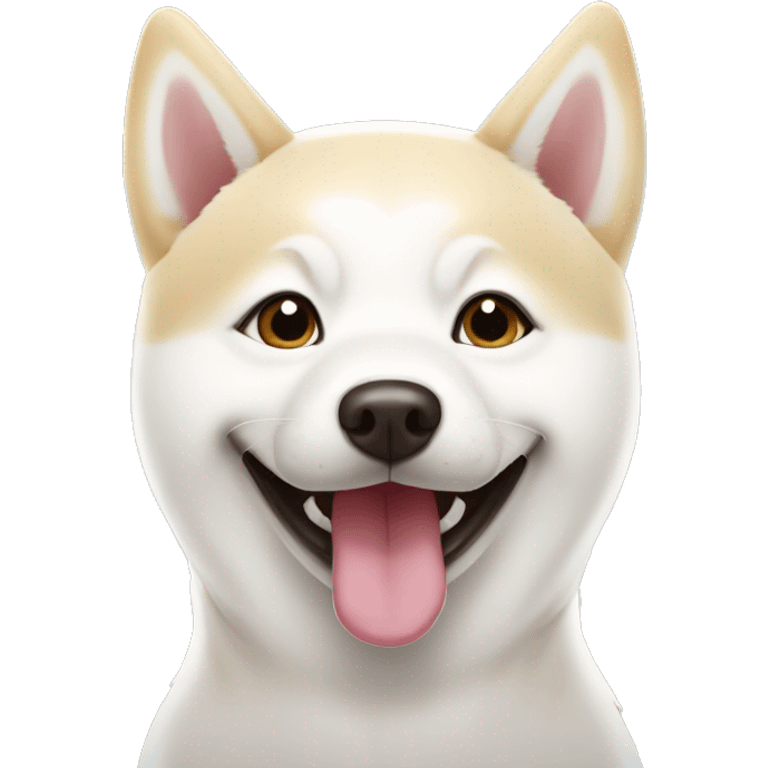 white Shiba inu smiling face with many hearts emoji