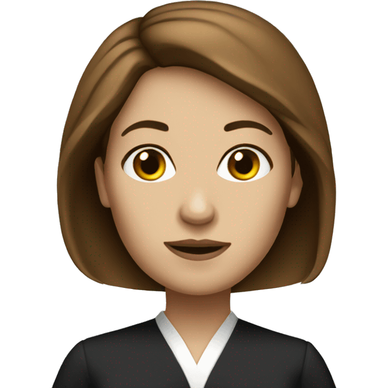 White female lawyer long brown hair emoji