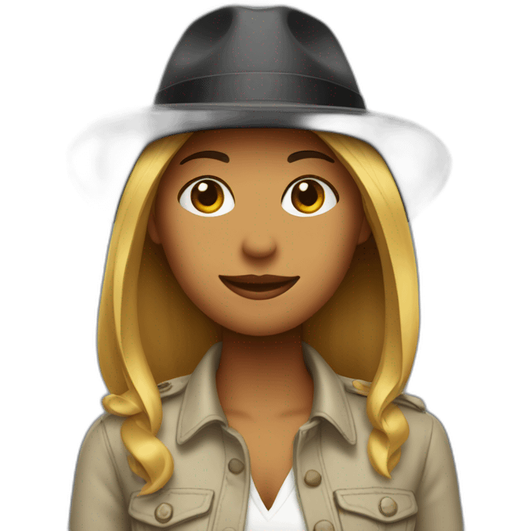 a lesbian wearing a fedora emoji