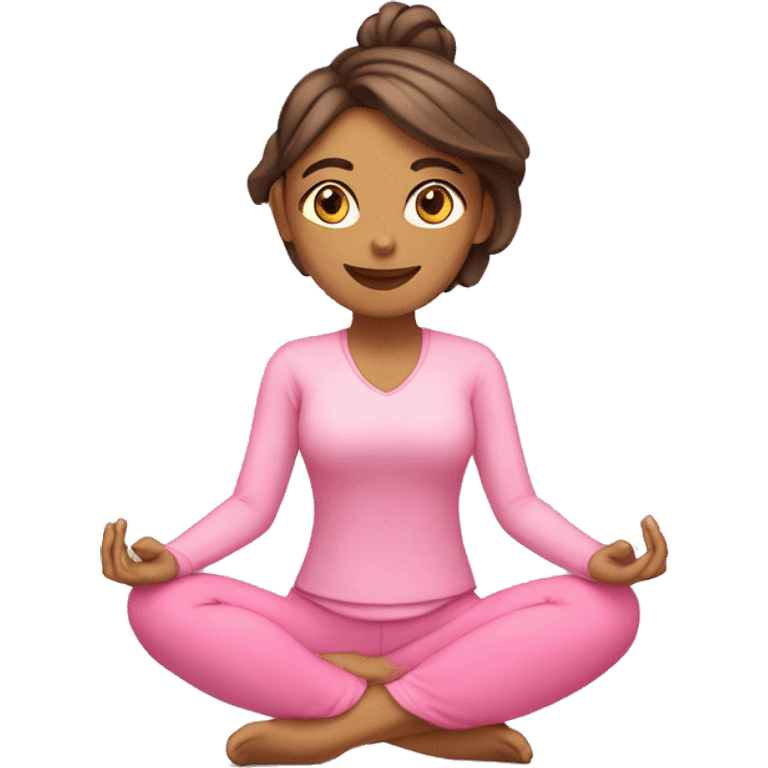 chica haciendo yoga con traje rosa claro emoji