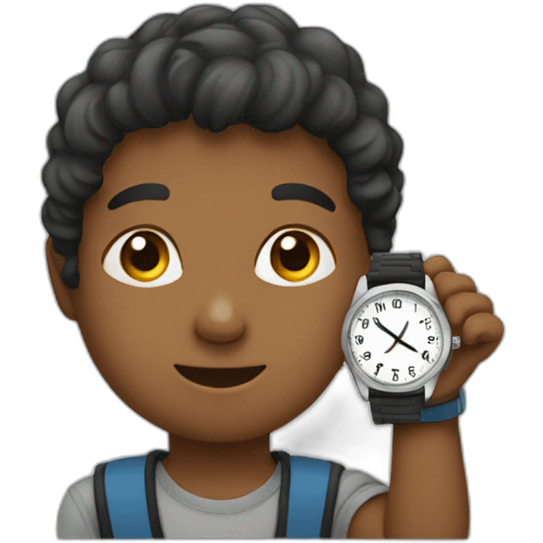 Kid with a watch emoji