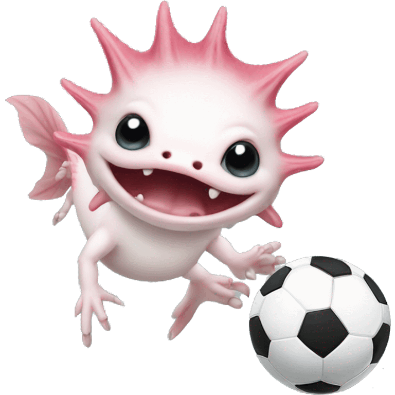 Axolotl playing soccer emoji